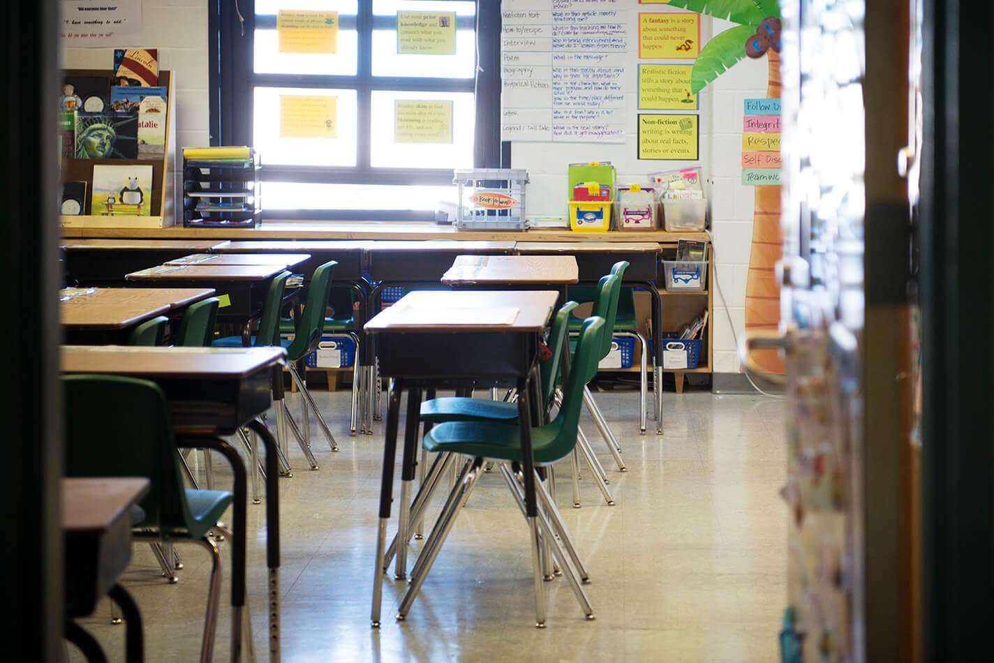 Close up of class room
