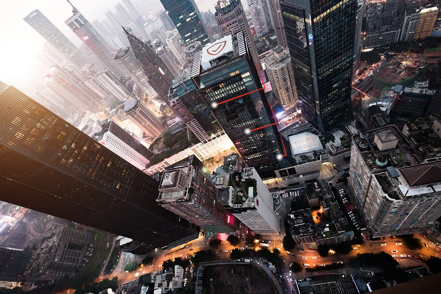 Aerial view of buildings