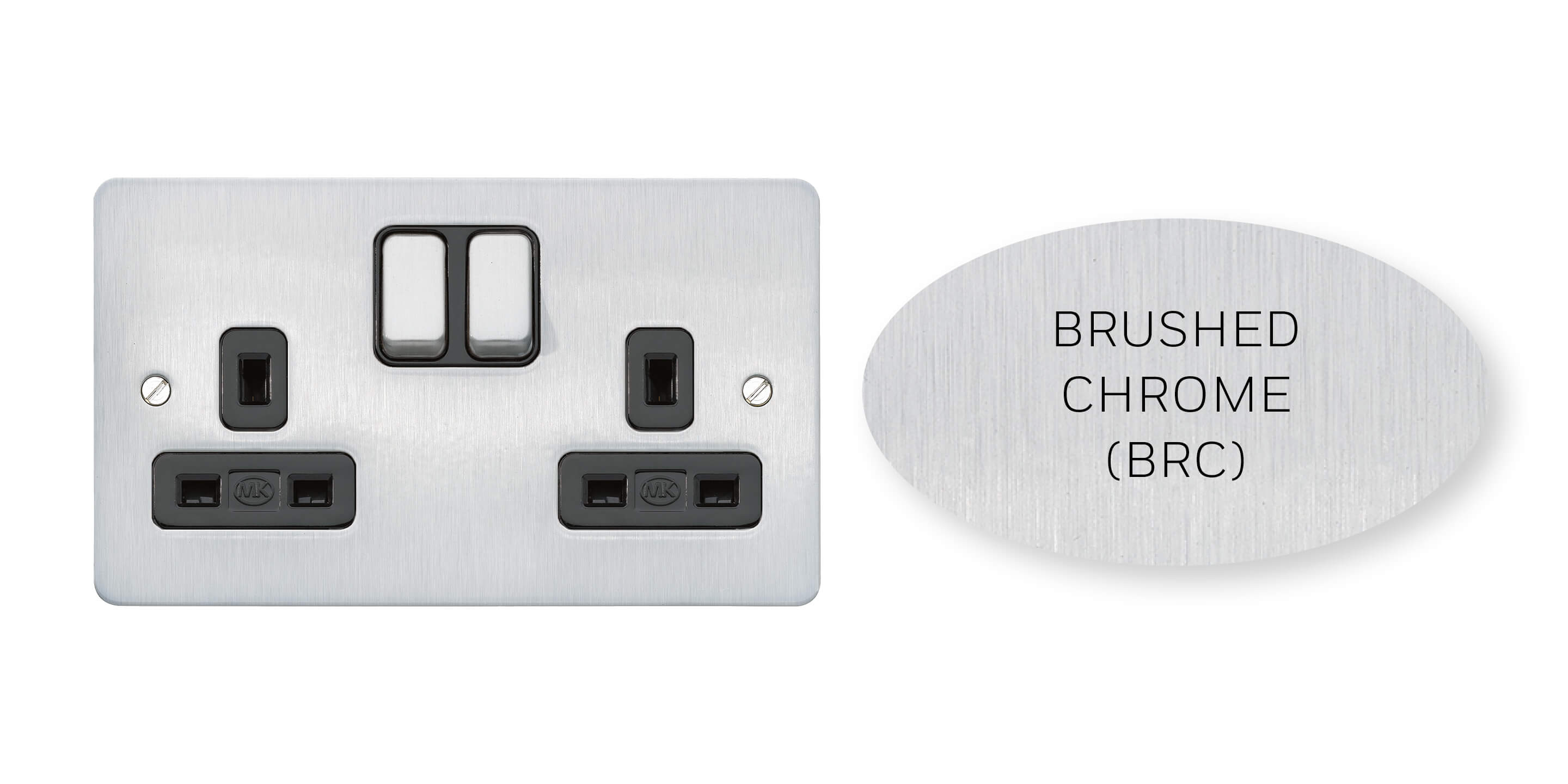 Brushed chrome product finish 