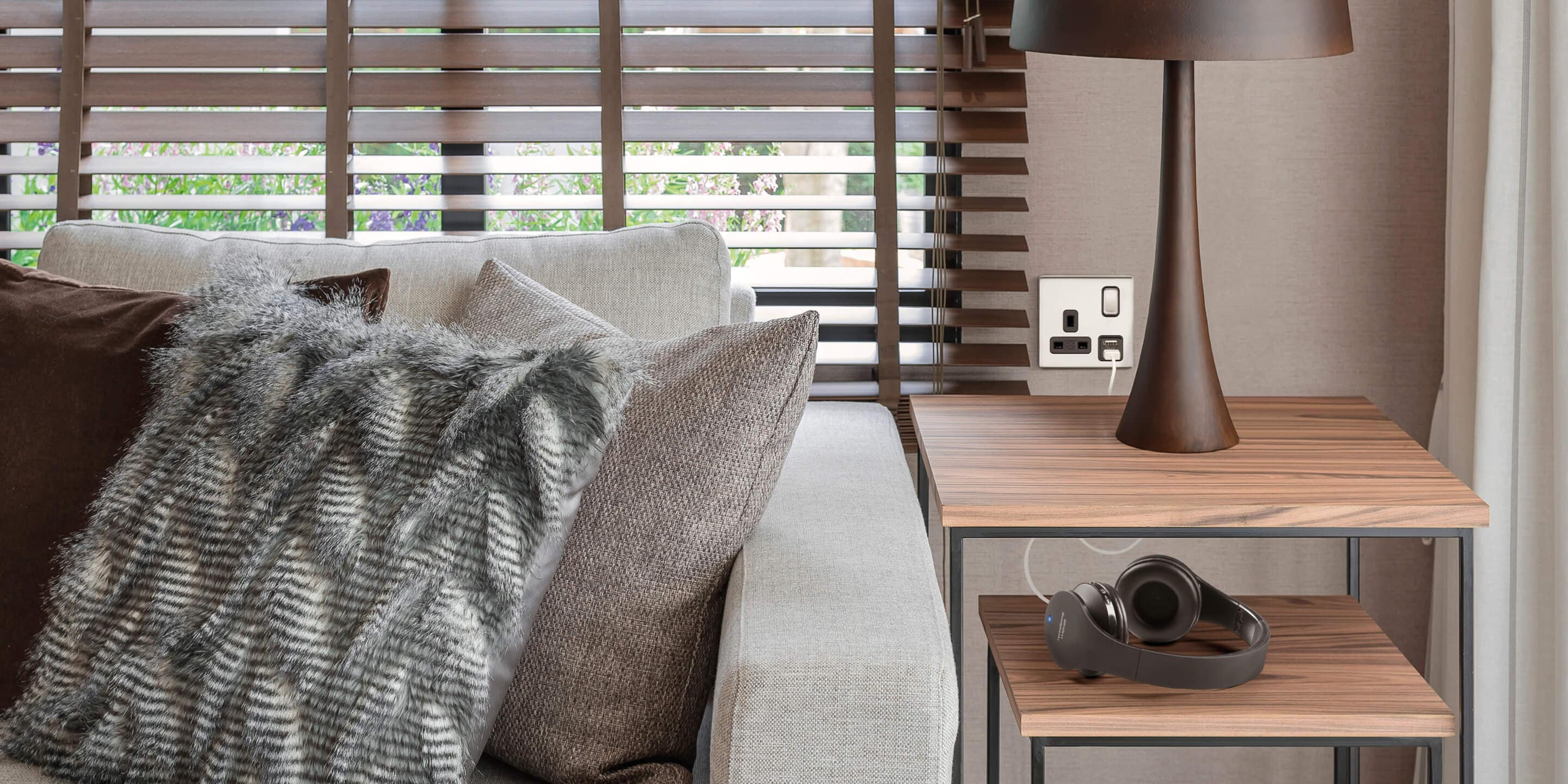 Aspect product in living room behind side table 