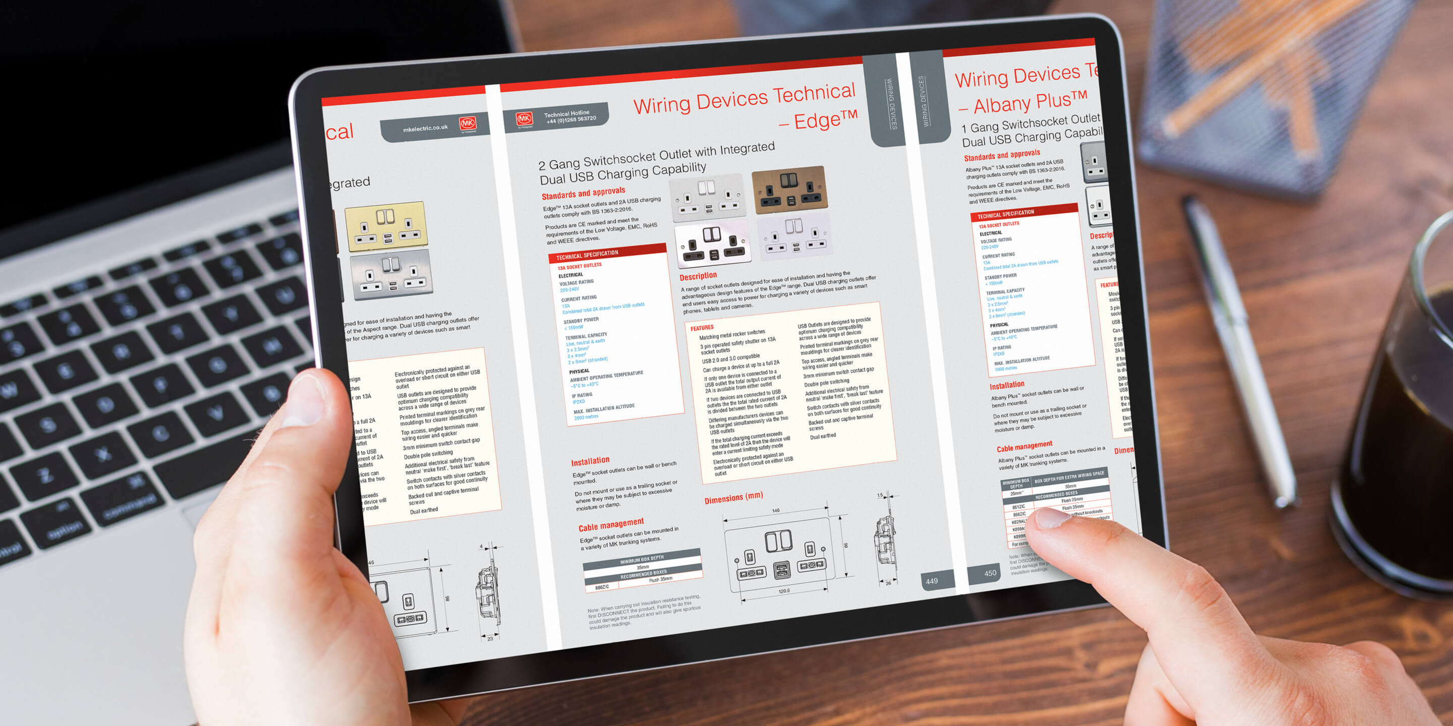 Edge technical pages on tablet 