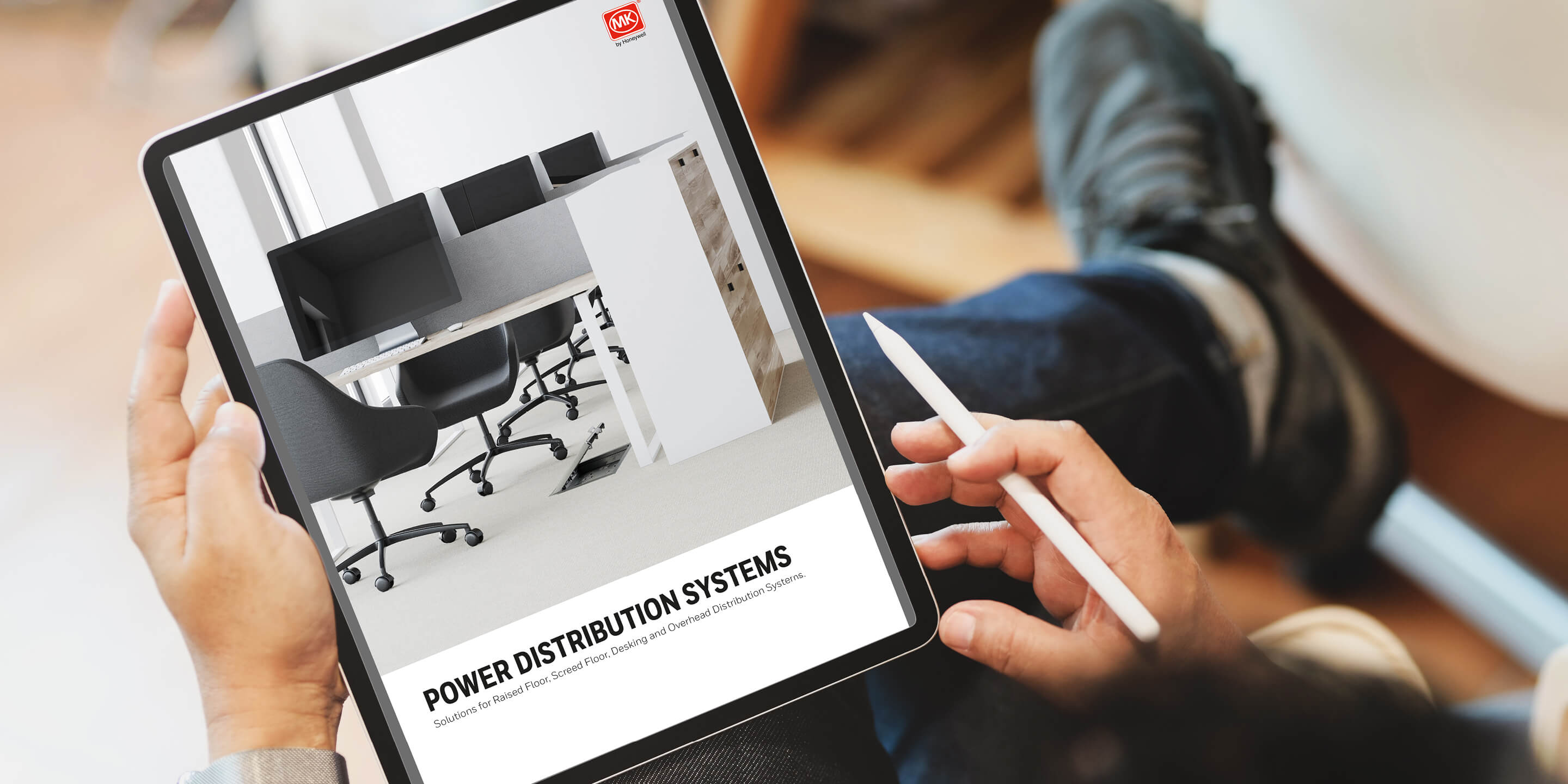 Power Distribution Systems brochure on tablet 