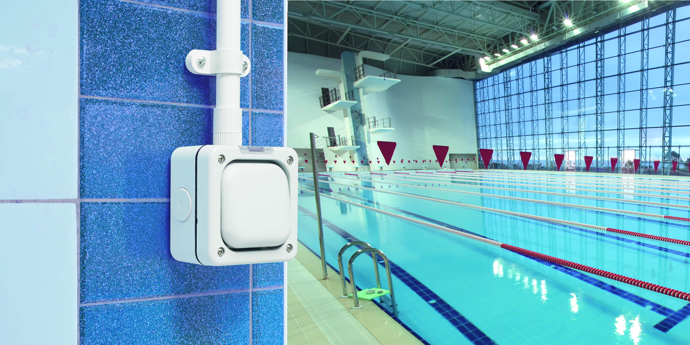 Masterseal Plus on the wall of an indoor swimming pool