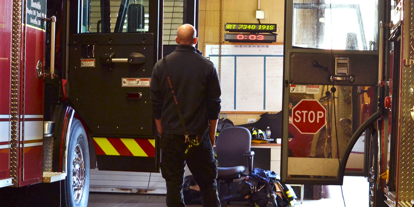 Fireman watching messages