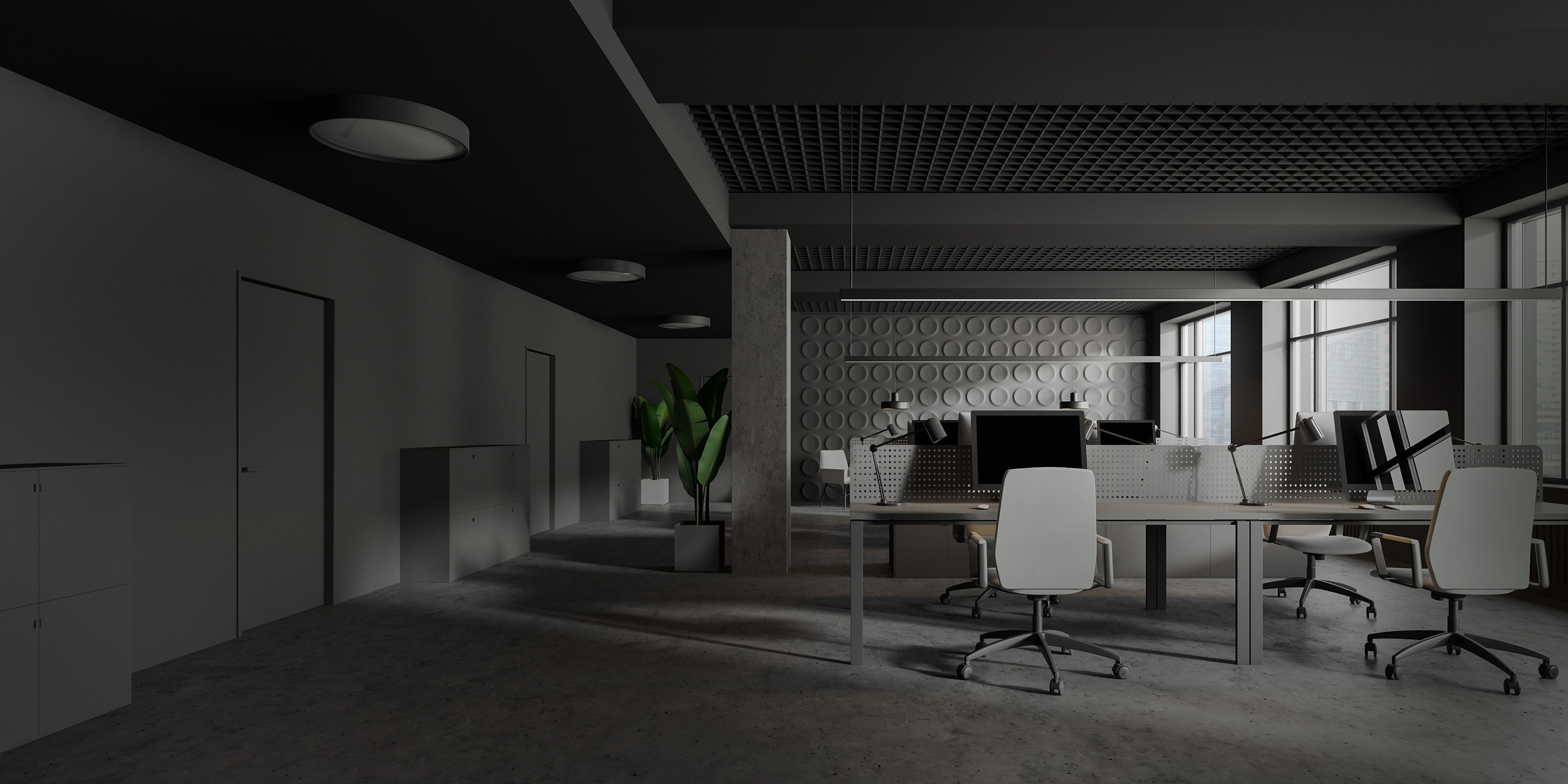 Inside of office building