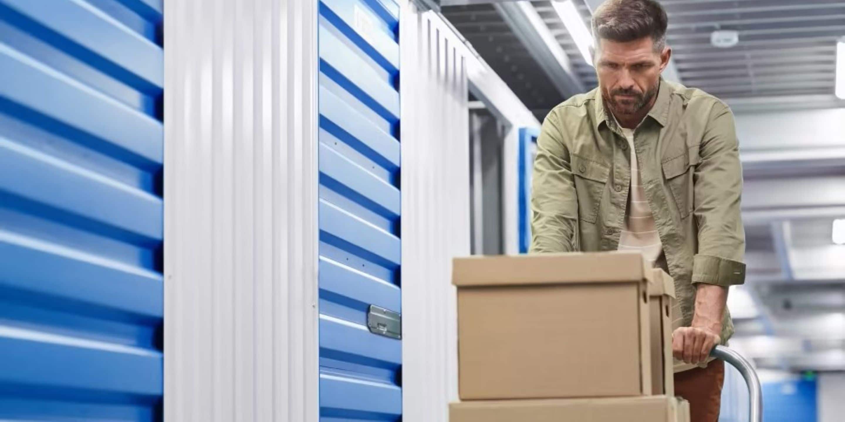 Man moving boxes