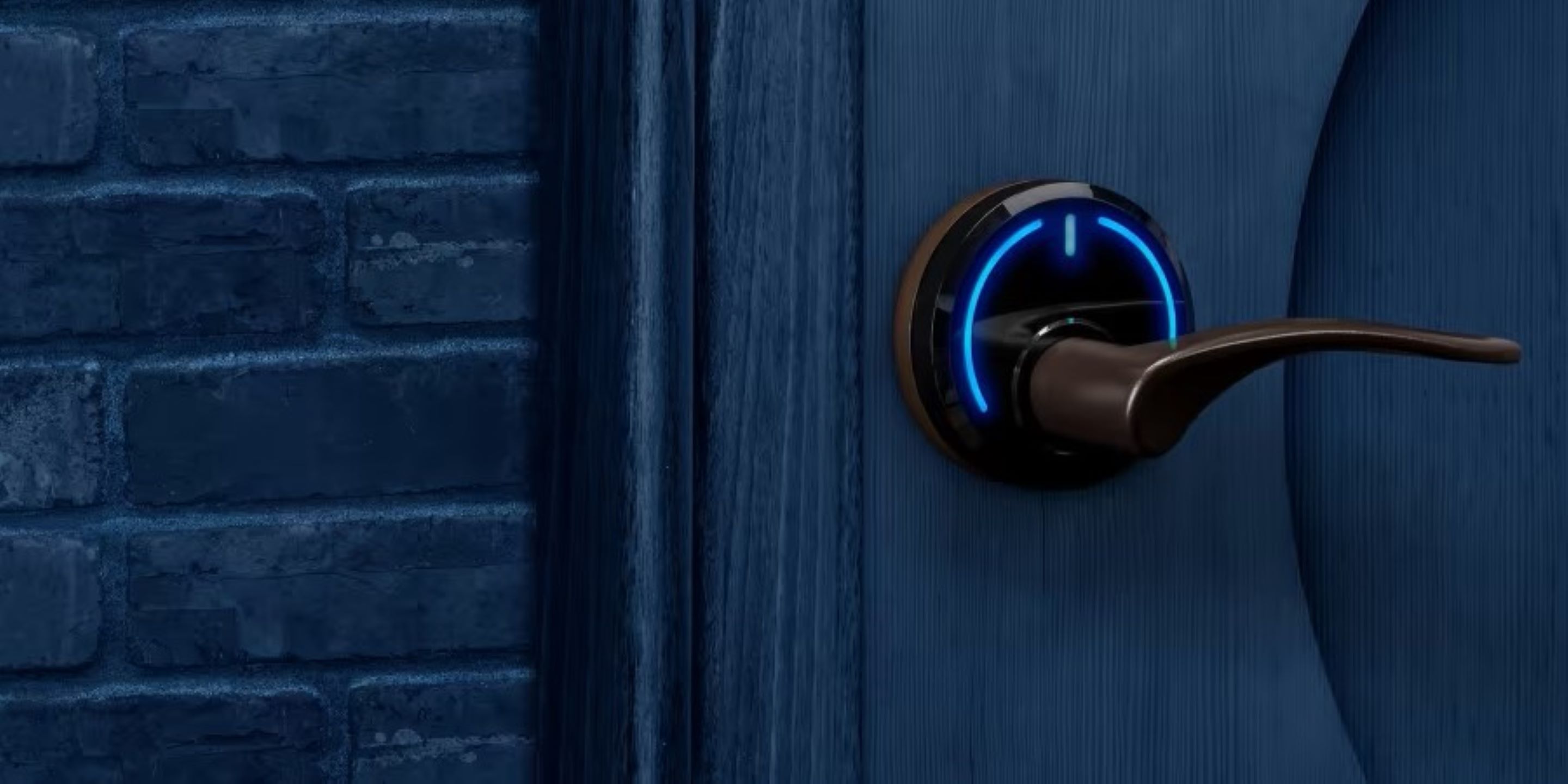 Onity Serene lock angeled blue door