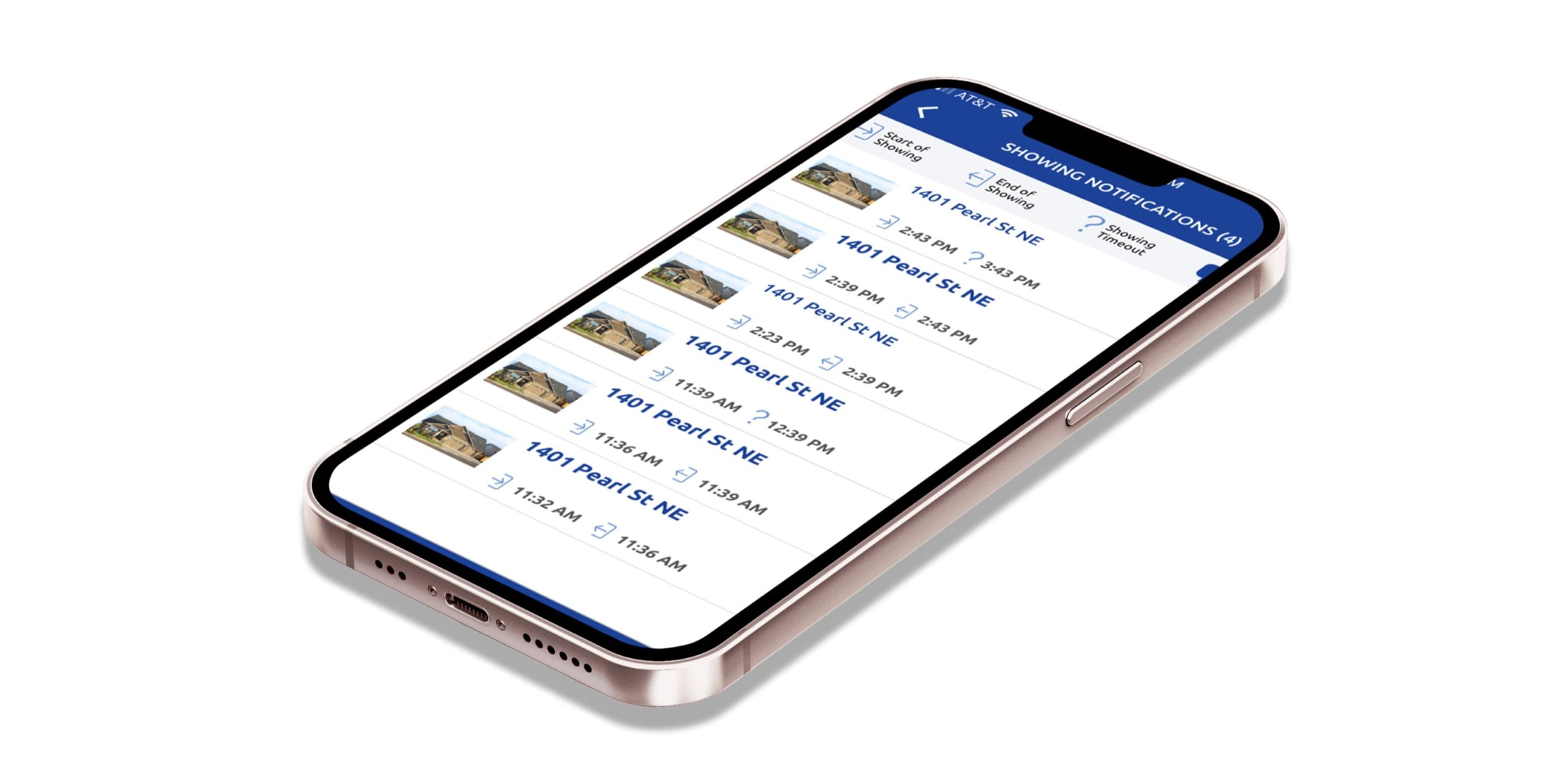 eKEY app showing notifications list
