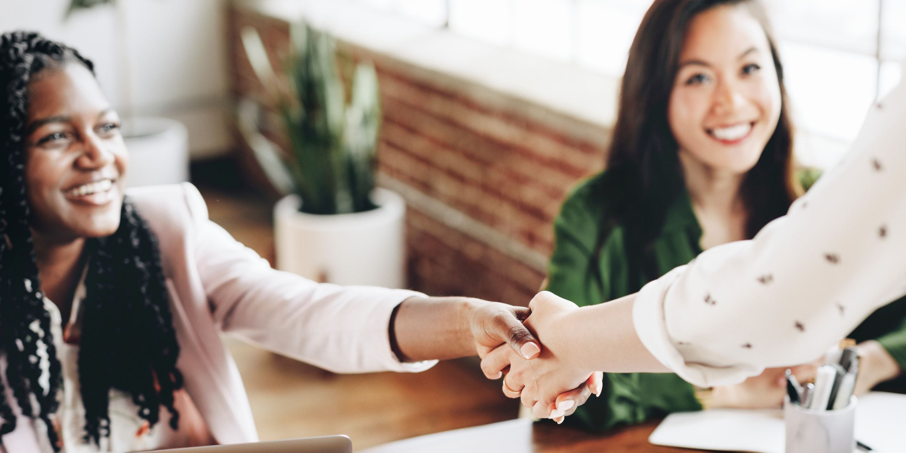 Professional women office hand shake