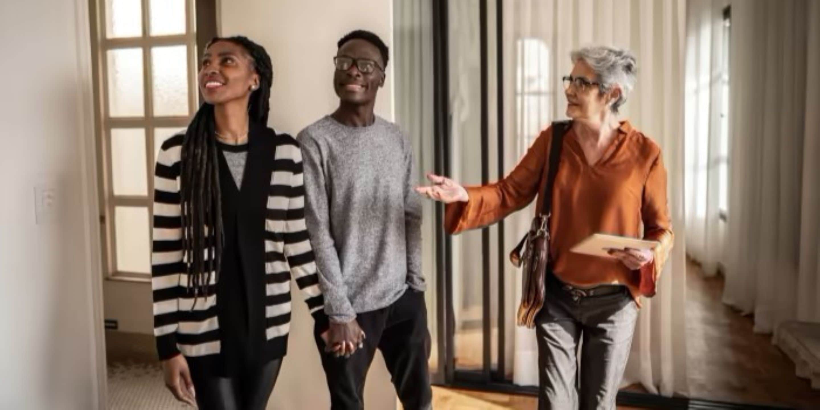 Real estate agent showing apartment