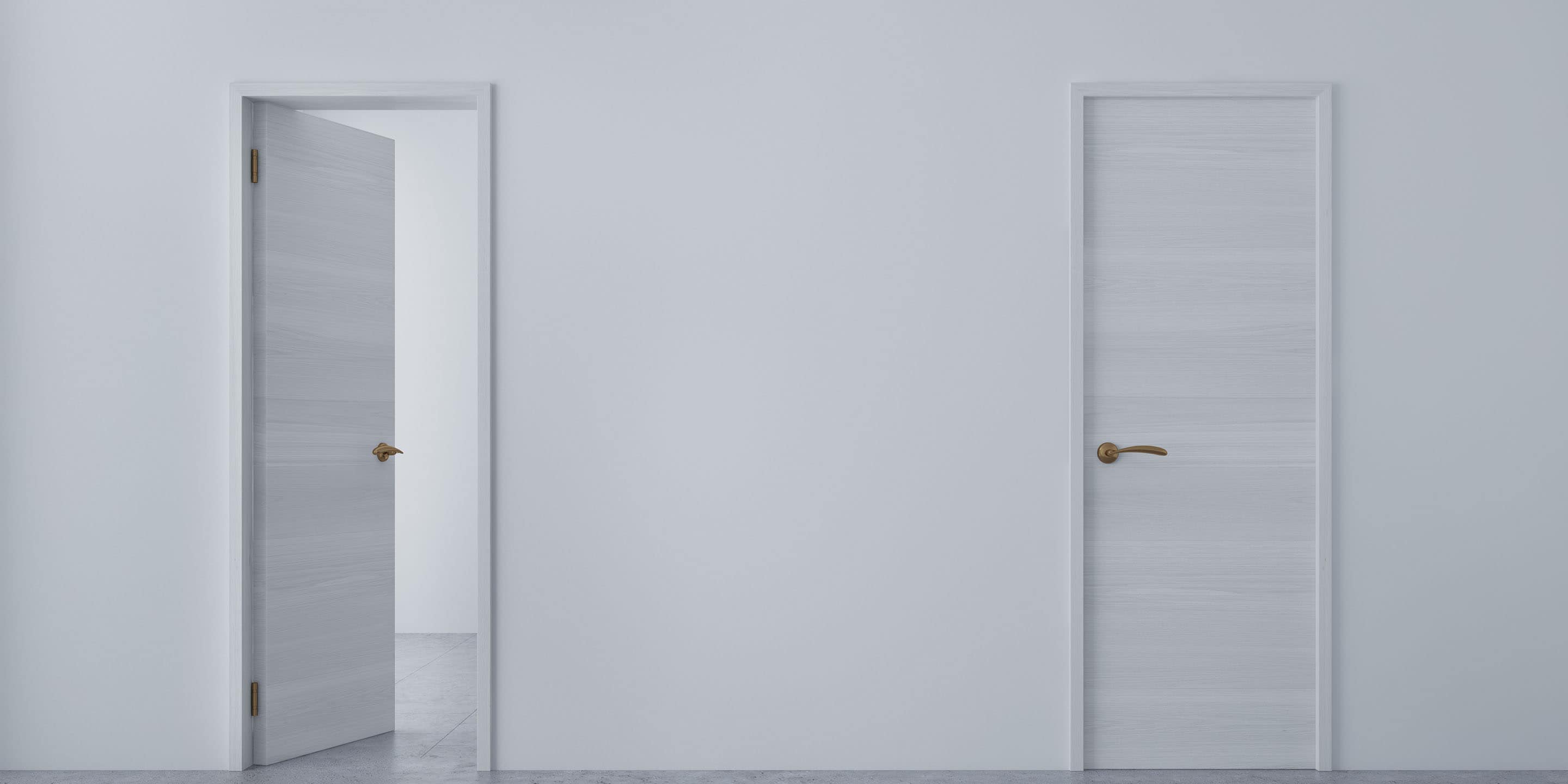 One open door and one closed door 