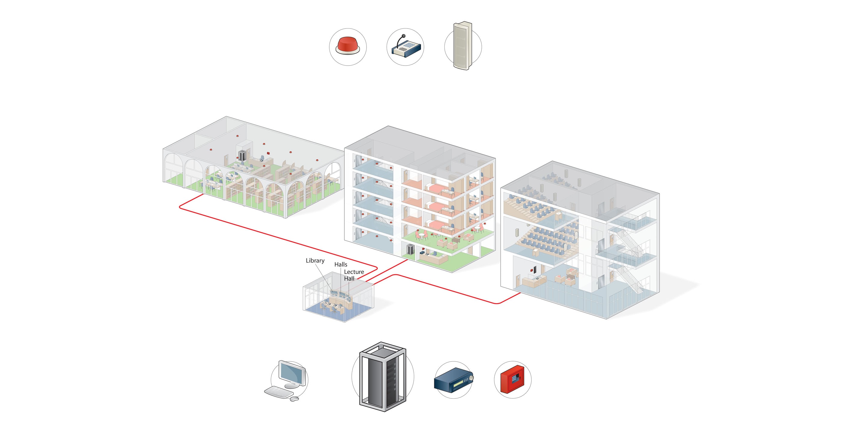School building graphic highlighting enterprise solutions