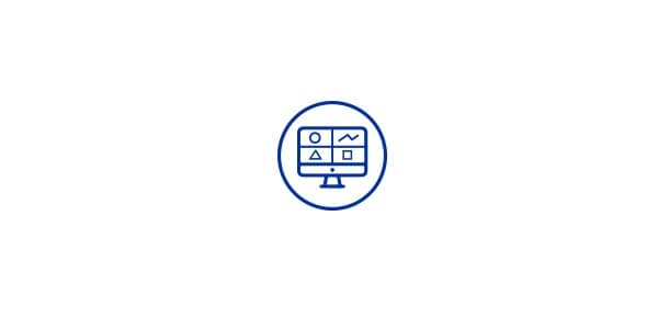 An icon with a monitor and some shapes
