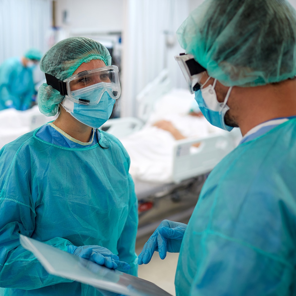 Doctor with mask – something to hint at airborne contamination